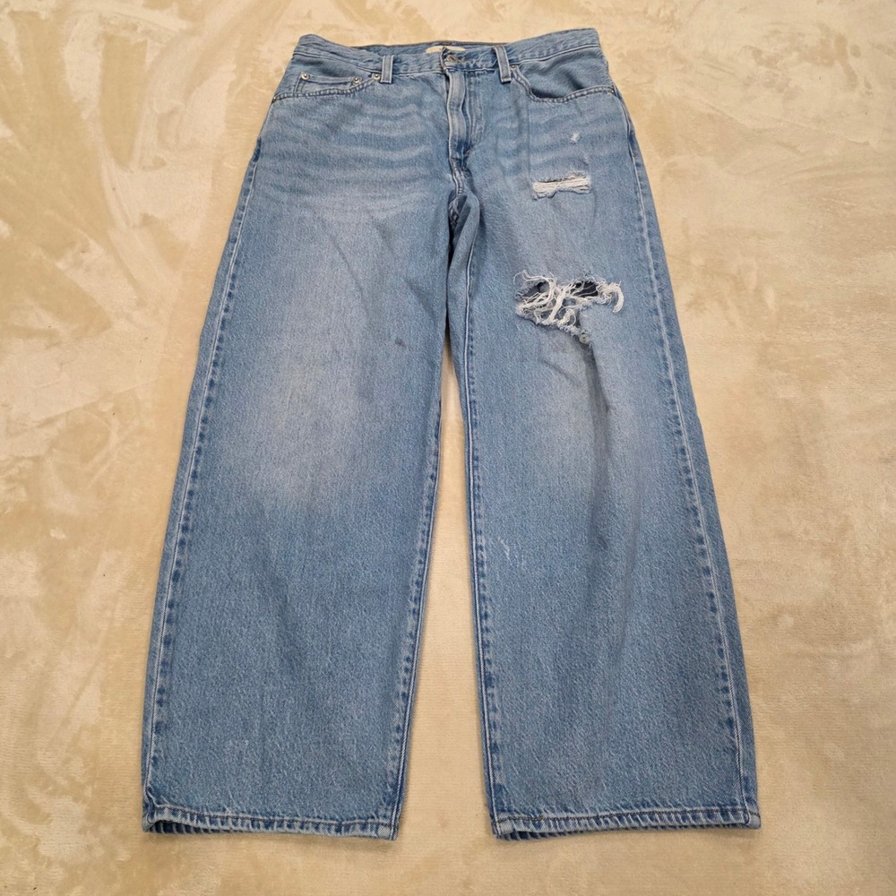 Levi's Premium Baggy Dad Jeans Womens 28x28 Distressed Medium Wash A3494-0015